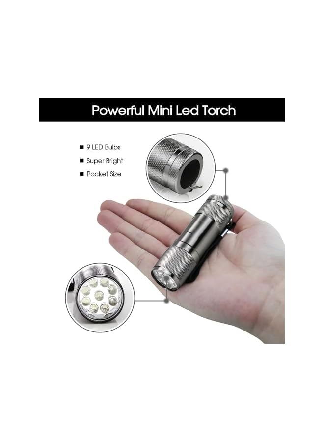 PROMASS Small LED Torch,Mini Torches LED Super Bright with 9 LEDs, Colorful Pocket Torch Flashlight for Kids Adult Camping Hiking Outdoor Gifts, 12 AAA Pre-Installed (4 Pack) (multi) - Image 3