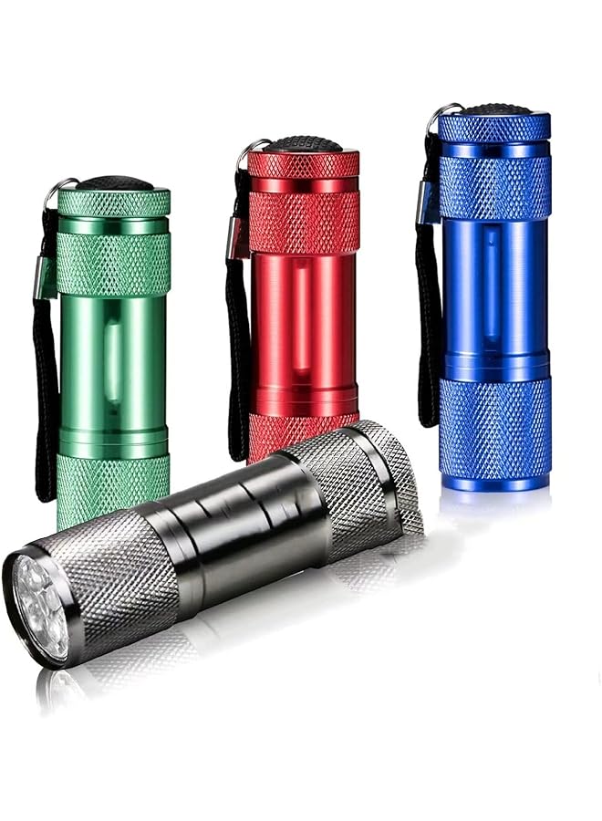 PROMASS Small LED Torch,Mini Torches LED Super Bright with 9 LEDs, Colorful Pocket Torch Flashlight for Kids Adult Camping Hiking Outdoor Gifts, 12 AAA Pre-Installed (4 Pack) (multi) - Image 1