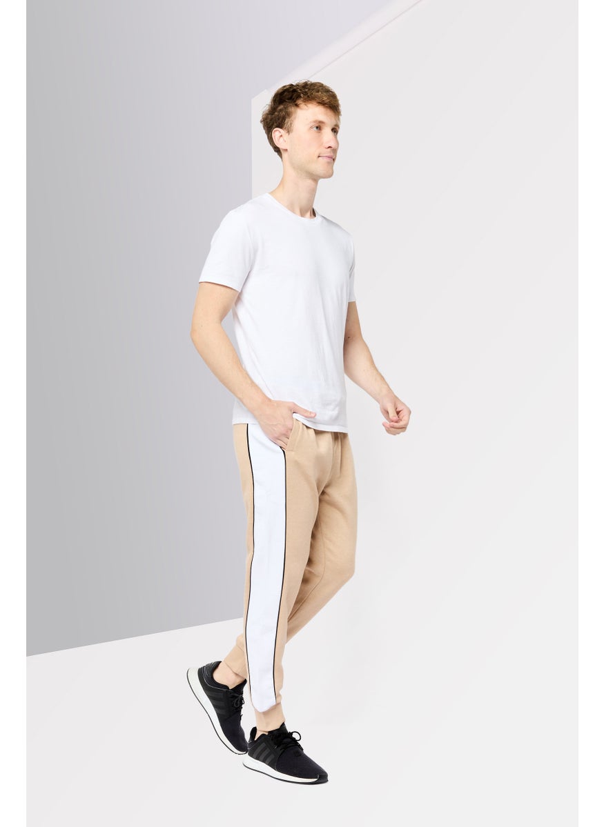 GUESS Men Regular Fit Brand Logo Jogger Pants, Beige  - Image 2