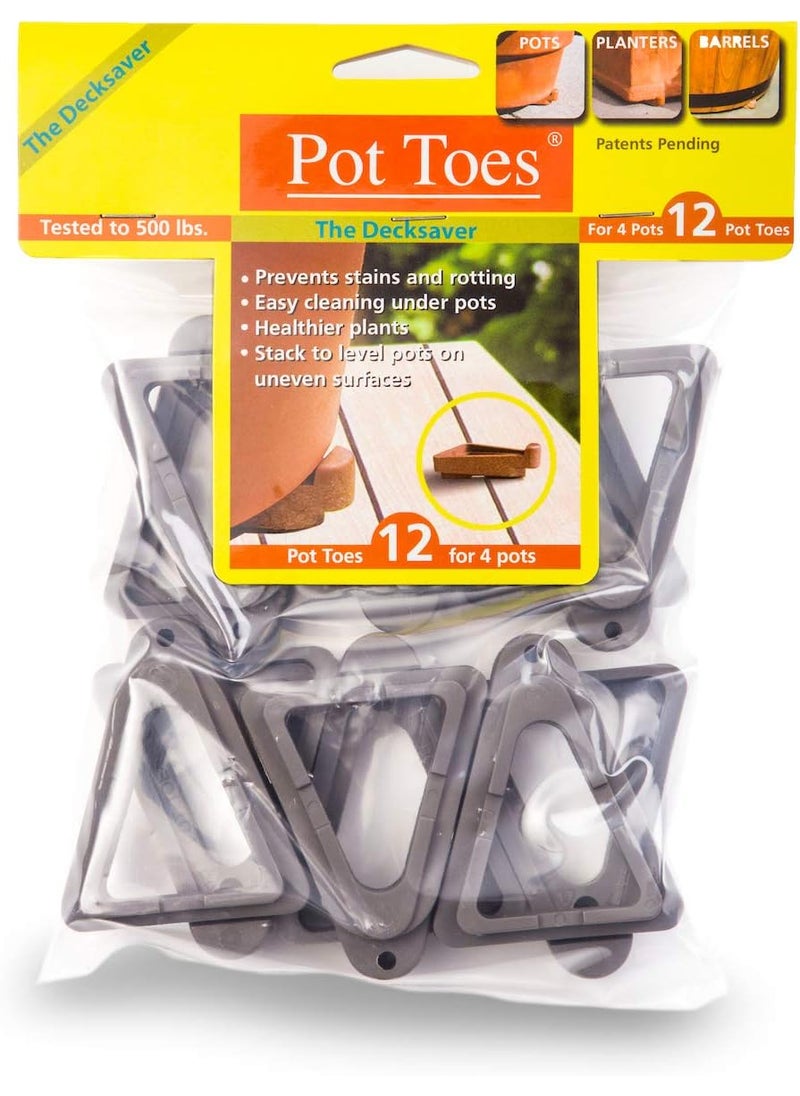 Bosmere Bosmere Pot Toes Plant Pot Risers for Indoor and Outdoor Prevent Stains and Rotting on Wood Cement and Tile  Dark Gray Pack of 12  - Image 1
