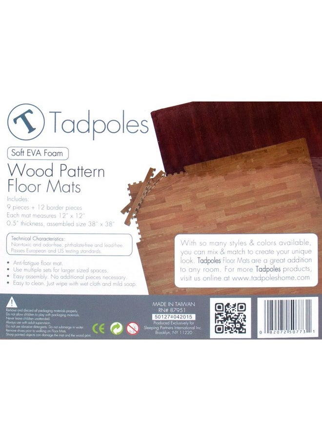 Tadpoles Tadpoles 9 Tile Natural Wood Grain Playmat | Interlocking Tiles with 12 Border Pieces | Soft EVA Foam | Safe & Durable | Total Floor Coverage 38” x 38” | for Kids & Adults | Oak  - Image 3