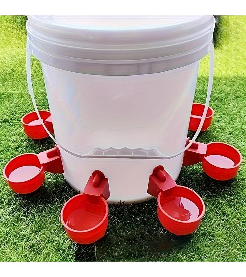 5pcs Automatic Poultry Drinker Red Plastic Self Filling For Chicken Duck Goose Rabbit - Image 1