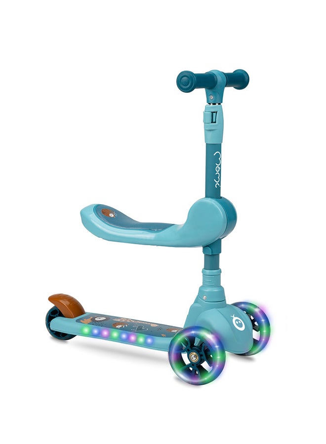 Momi Kiuru 2in1Scooter And Ride-On For Girls & Boys with Balance Function, LED's Wheels, ABEC 7 Bearings, 3 Position Handle Bar, Light weight 2.3 Kg, Age from 3+ Year - Blue - Image 1