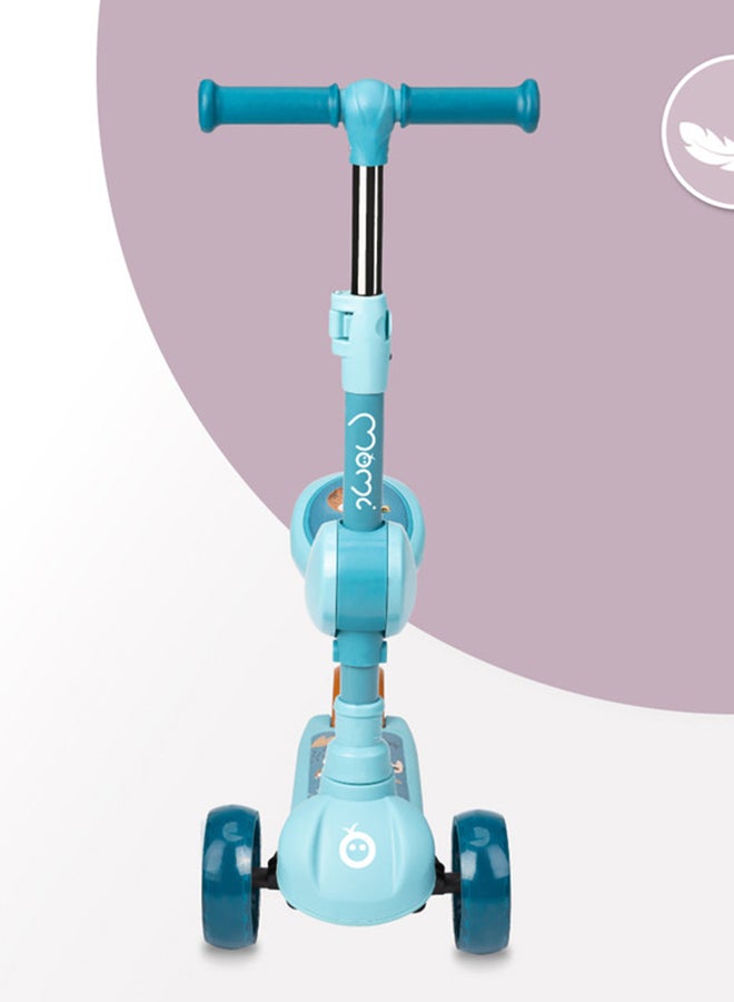 Momi Kiuru 2in1Scooter And Ride-On For Girls & Boys with Balance Function, LED's Wheels, ABEC 7 Bearings, 3 Position Handle Bar, Light weight 2.3 Kg, Age from 3+ Year - Blue - Image 3