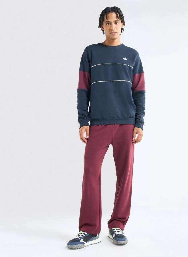 سبلاش فيڤ سويت شيرت سادة بياقة ضيقة وأكمام طويلة