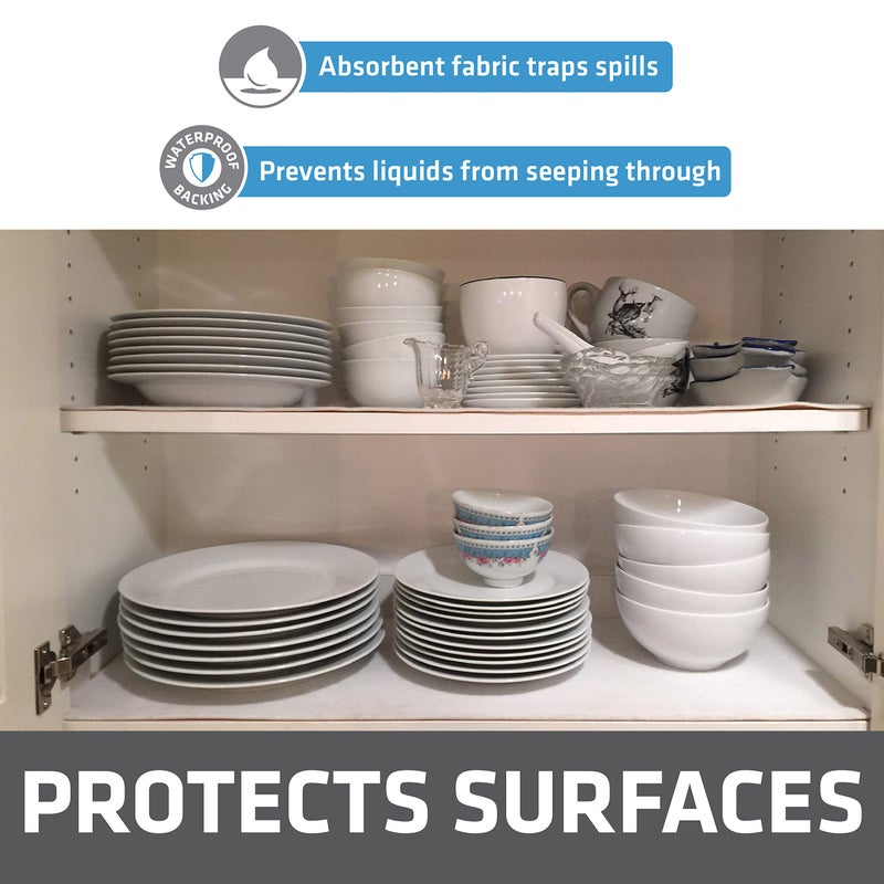 Drymate Premium Luxury Shelf & Drawer Liner, Thick Cushioned Fabric, Non-Adhesive, Absorbent, Waterproof, Slip-Resistant, Liners for Kitchen Cabinets, Cupboards (USA Made)(12â€x59â€)(2-Pack)(White) - Image 3