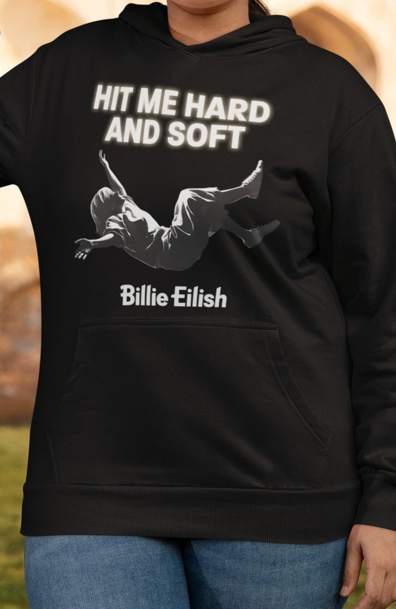 Fuddy Moda Hit Me Hard And Soft Printed Hooded Sweatshirt, Oversize Billie Eilish Printed Hoodie - Image 3