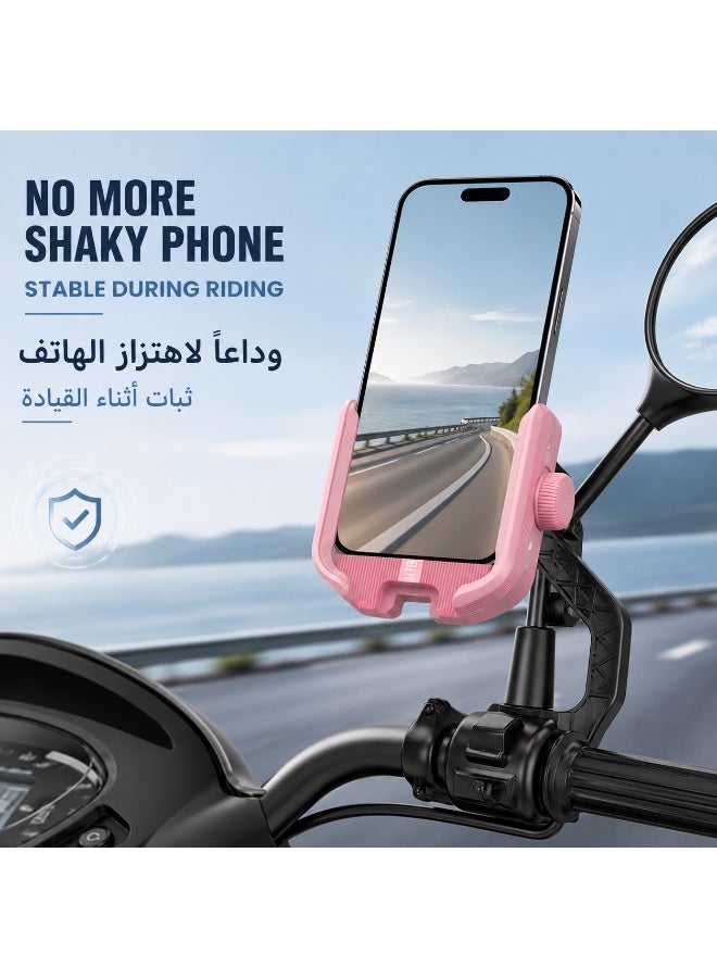 حامل هاتف مقاوم للصدمات للدراجات، حامل عالمي للمرآة الخلفية قابل للدوران 360 درجة للدراجات النارية/الدراجات الكهربائية، حامل هاتف محمول ثابت ومضاد للانزلاق للهواتف مقاس 4.7-6.8 بوصة (أزرق) - Image 3