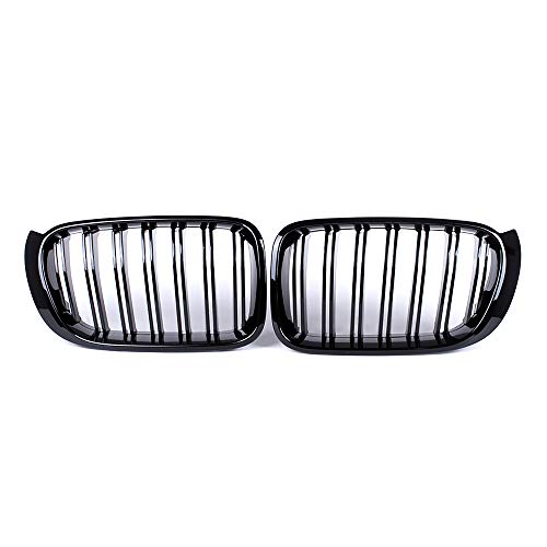 SNA F25 Grill Compatible with BMW 2015-2017 X3 F25, 2015-2018 X4 F26 Front Kidney Grille Gloss Black ABS with Double Slats, 2-pc Set - Image 2