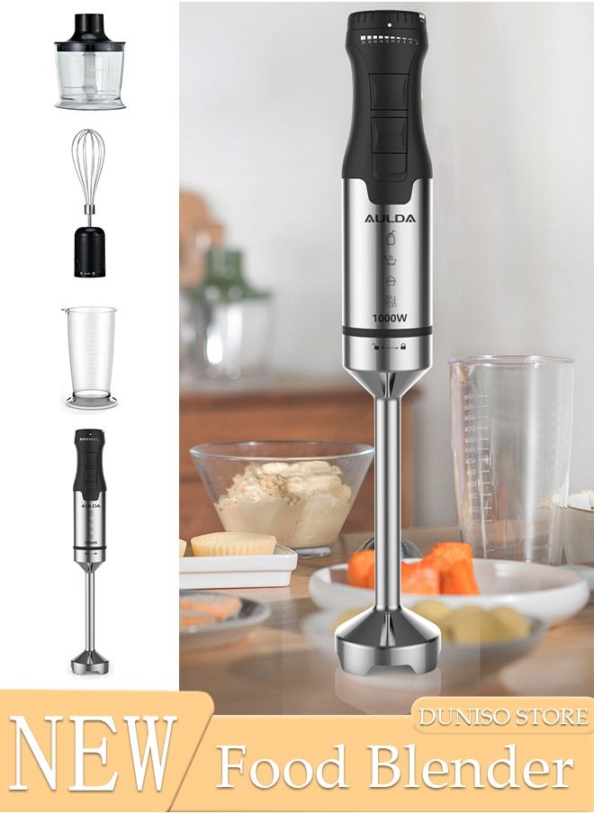 DUNISO - Immersion Blender Handheld Hand Blender 1000W, Trigger Variable Speed 5 in 1 Stick Blender, Emulsion Blender with Chopper, Whisk and Frother for Soup, Baby Food and Smoothies - Image 1