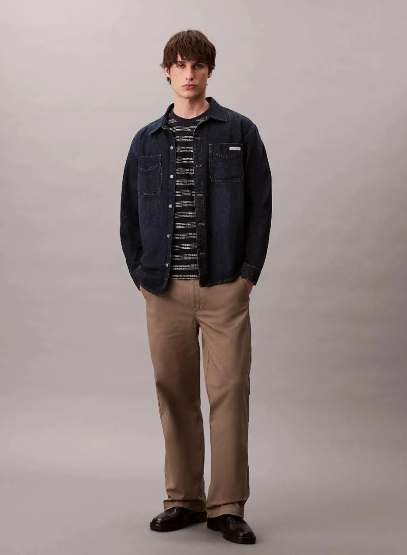 Calvin Klein Jeans Night Sky Stripe Jacquard Relaxed Pocket Tee for Men | Best Price UAE