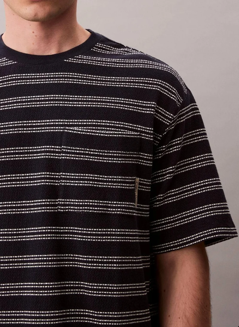 Calvin Klein Jeans Night Sky Stripe Jacquard Relaxed Pocket Tee for Men | Best Price UAE