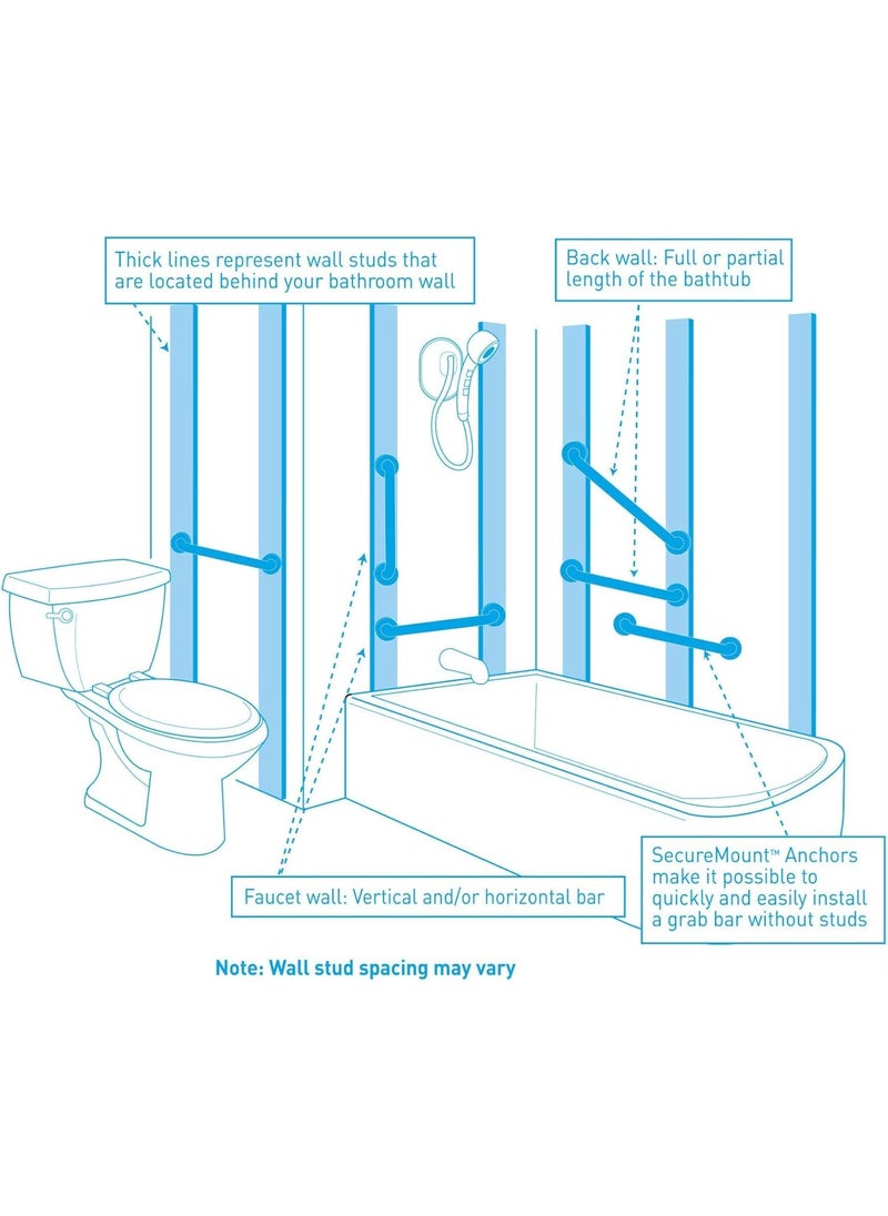 MOEN Moen R8736W Bathroom Safety 36Inch Grab Bar with Concealed Screws Glacier White  - Image 2