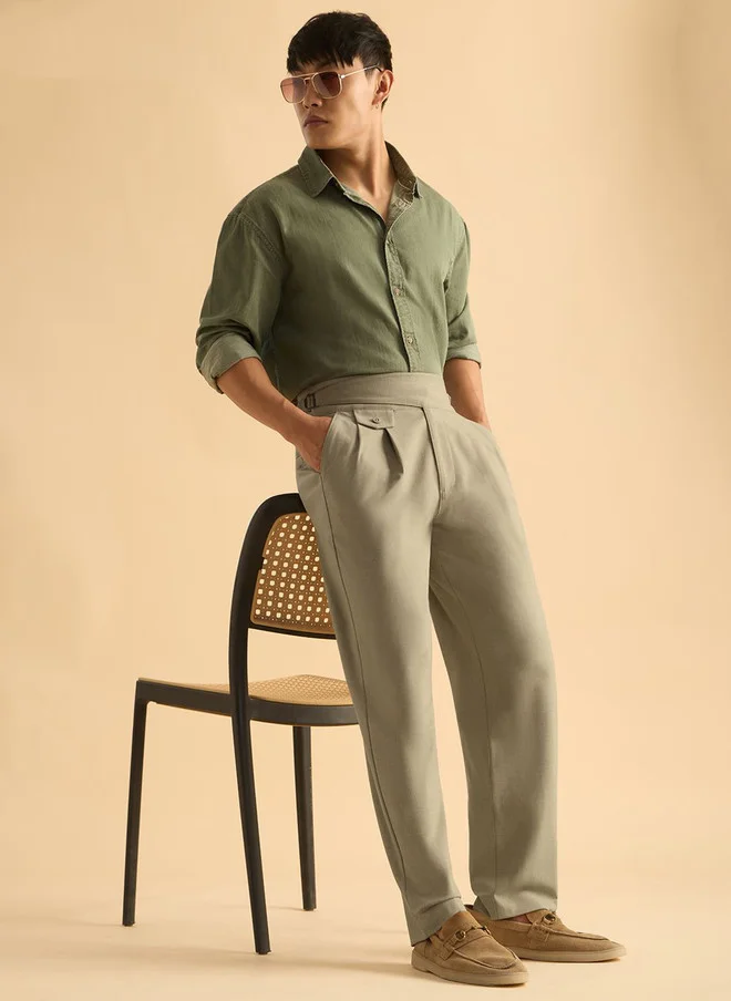 The Souled Store  The Souled Store Men Straight Fit Solid Khaki Super Flex Pants  | Best Price UAE