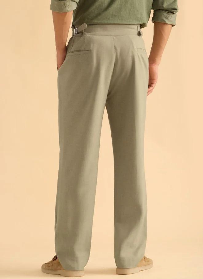 The Souled Store  The Souled Store Men Straight Fit Solid Khaki Super Flex Pants  | Best Price UAE