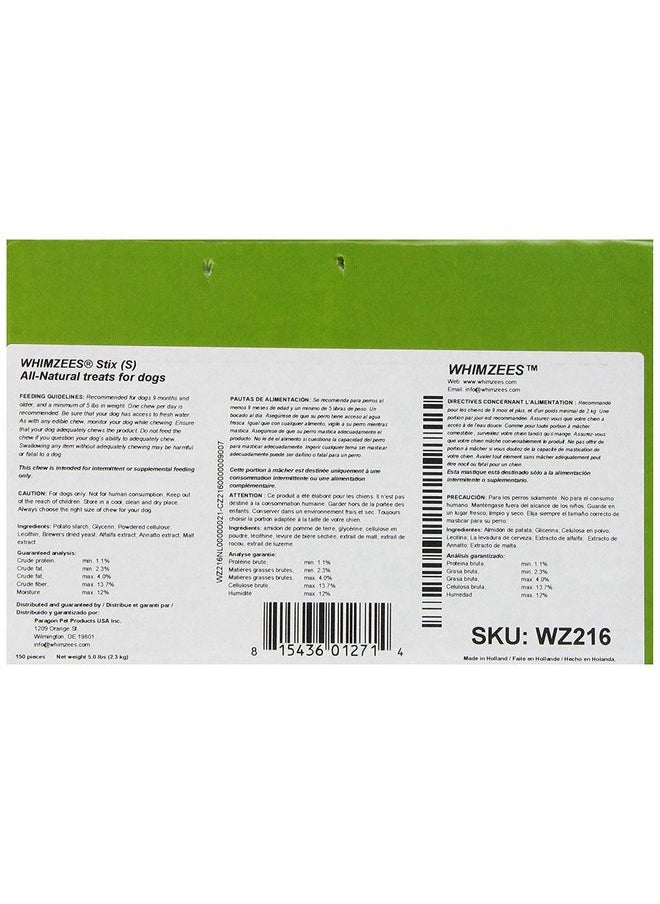 WHIMZEES - Whimzees PARAGON 154112 Stix Dental Treat for Dogs, Small, 150 Count - Image 1