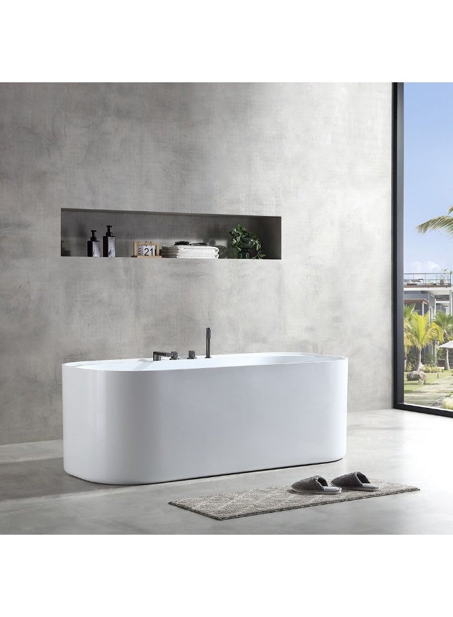 DANUBE HOME Milano Viane Freestanding Bathtub â€“ Luxury Modern Acrylic Soaking Tub | Deep Comfort, Elegant Design, Easy to Clean, Space-Saving Bathtub for Bathroom L 170 x W 80 x H 60 Matt Grey - Image 2