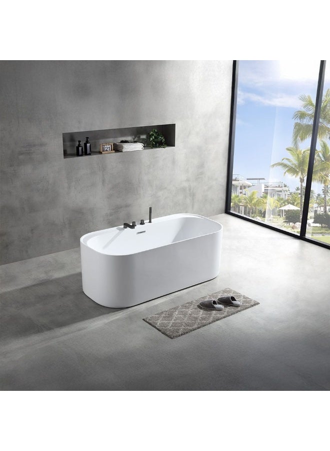 DANUBE HOME Milano Viane Freestanding Bathtub â€“ Luxury Modern Acrylic Soaking Tub | Deep Comfort, Elegant Design, Easy to Clean, Space-Saving Bathtub for Bathroom L 170 x W 80 x H 60 Matt Grey - Image 4
