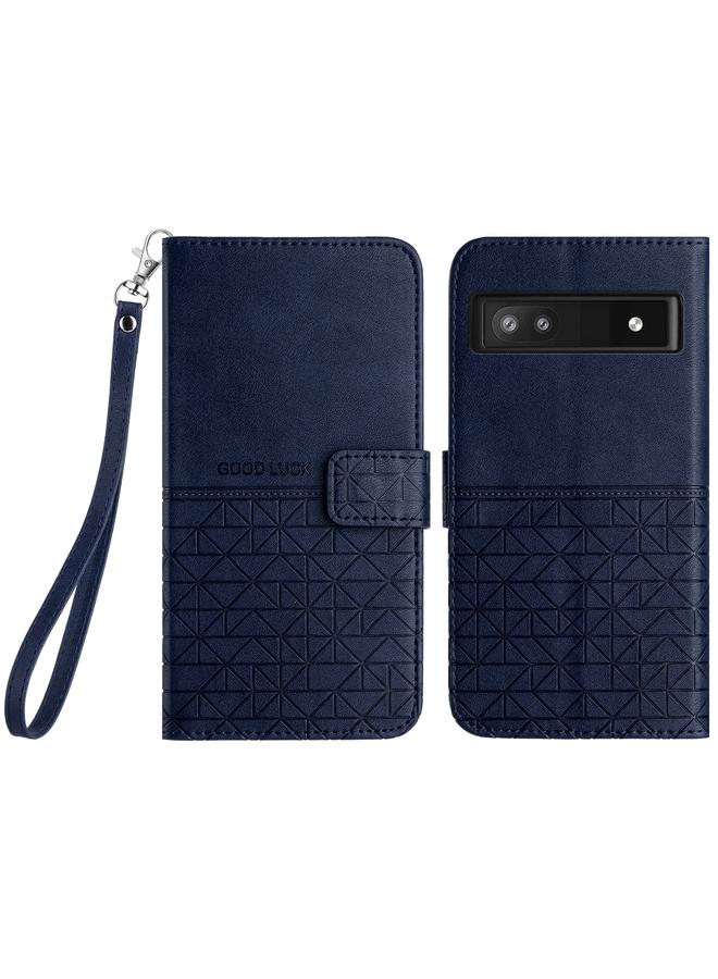 Green Tiger Case For Google Pixel 7a Rhombic Texture Leather Phone Case with Lanyard - Image 1