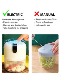 Generic 250ML Electric Food Processor Portable Meat Blender Rechargeable Onion Chopper Mini Garlic Mincer 3 Steel,Easy to Clean Small Appliances  Compatible Kitchen Restaurant Picnic  - Image 4