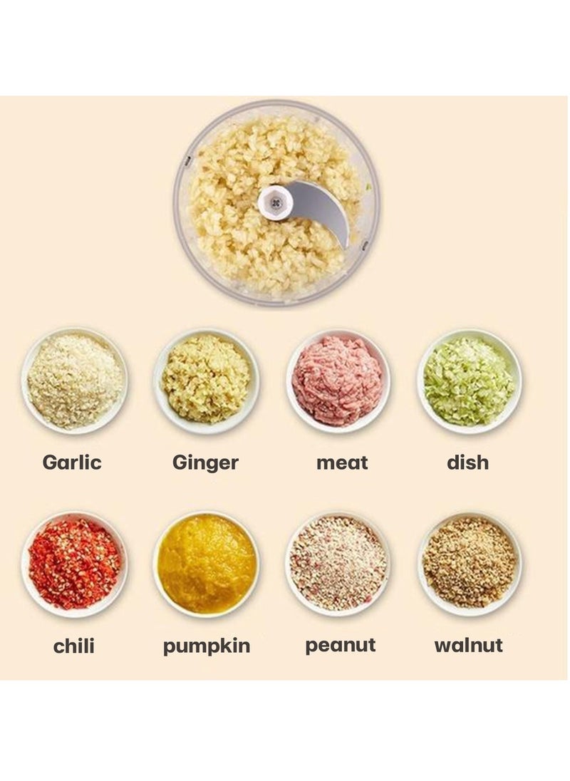 Generic - 250ML Electric Food Processor Portable Meat Blender Rechargeable Onion Chopper Mini Garlic Mincer 3 Steel,Easy to Clean Small Appliances  Compatible Kitchen Restaurant Picnic - Image 1