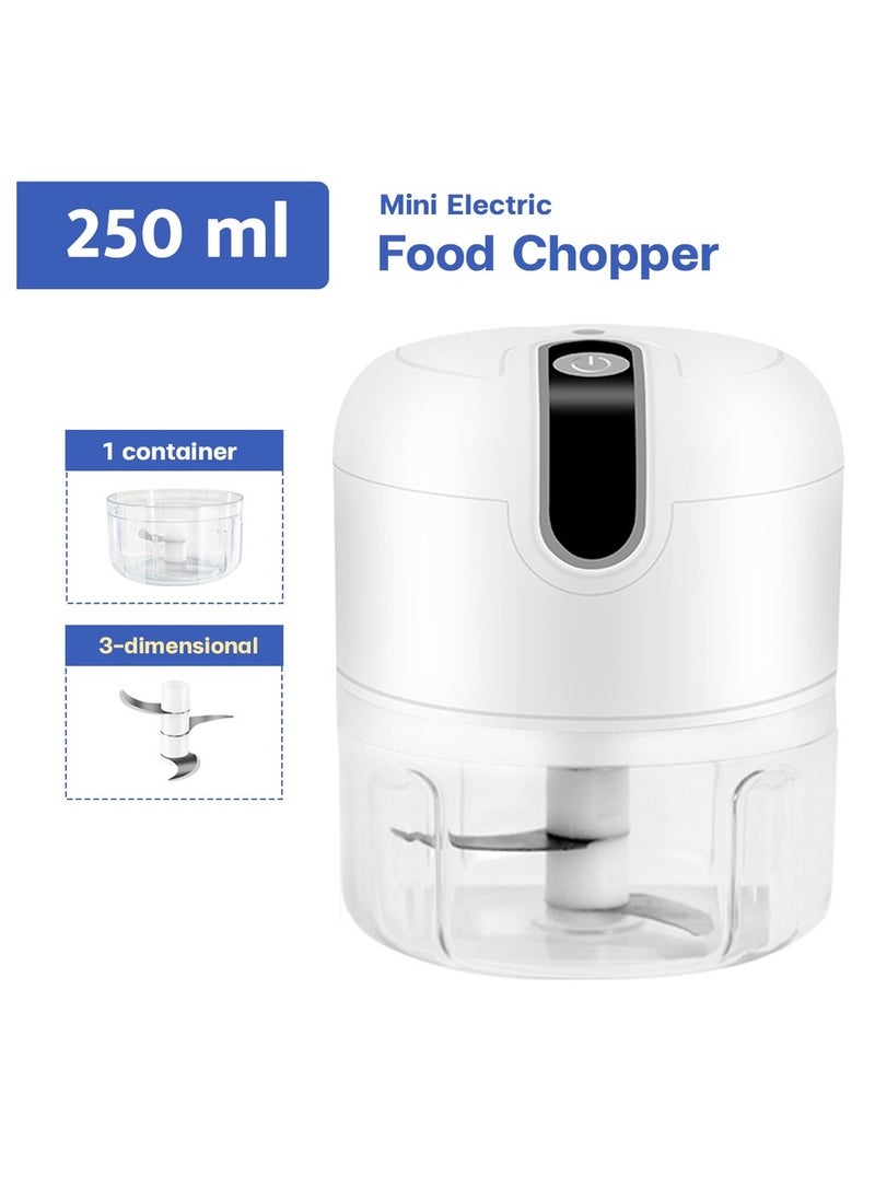 Generic - 250ML Electric Food Processor Portable Meat Blender Rechargeable Onion Chopper Mini Garlic Mincer 3 Steel,Easy to Clean Small Appliances  Compatible Kitchen Restaurant Picnic - Image 1