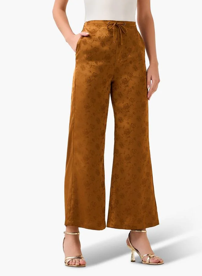 ايكونيك Iconic Jacquard Textured Wide Leg Pants