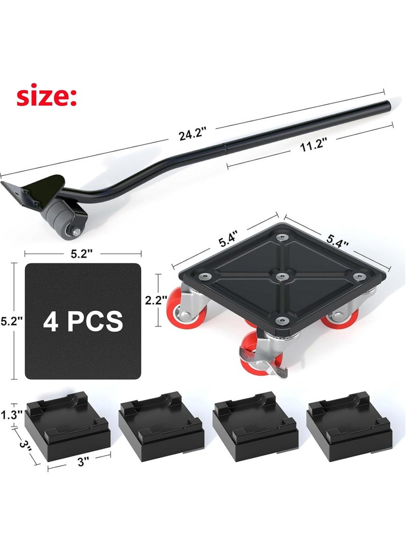 M.A&F's Furniture Movers, Furniture Sliders with 5 360°Rotation Universal Wheels & Lifter Kit, 2866LBs Max Load Capacity, Carbon Steel Panel Heavy Duty Furniture Lifter for Moving Heavy Furniture (Red) - Image 3