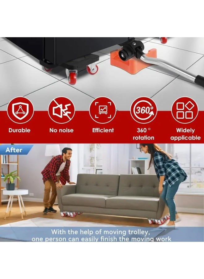 M.A&F's Furniture Movers, Furniture Sliders with 5 360°Rotation Universal Wheels & Lifter Kit, 2866LBs Max Load Capacity, Carbon Steel Panel Heavy Duty Furniture Lifter for Moving Heavy Furniture (Red) - Image 2