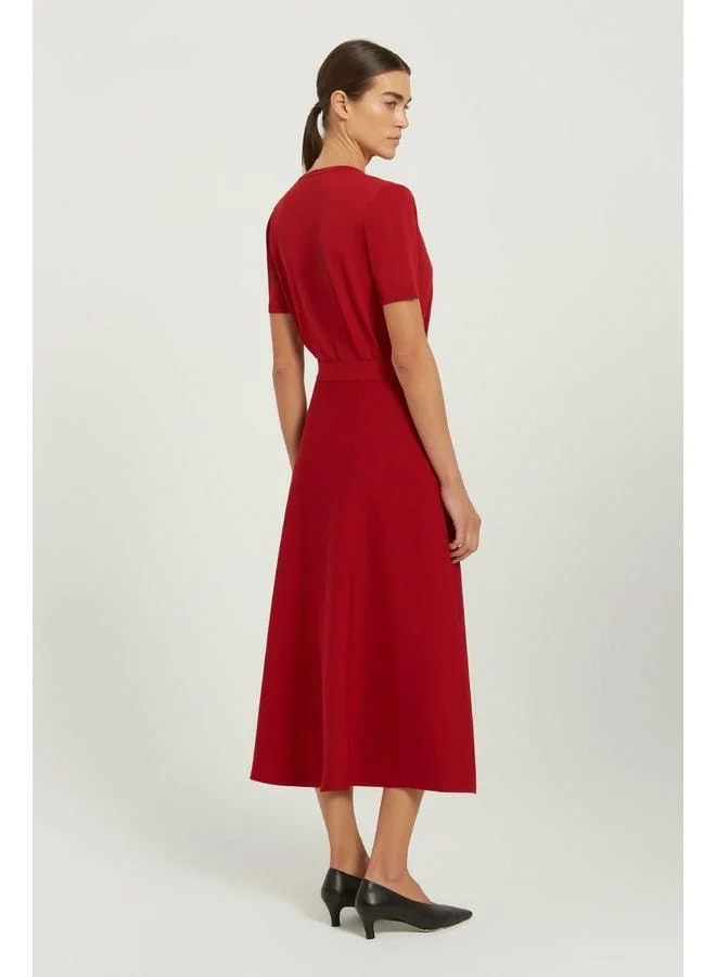Mısırlı 1951 Burgundy A-Line Midi Skirt.