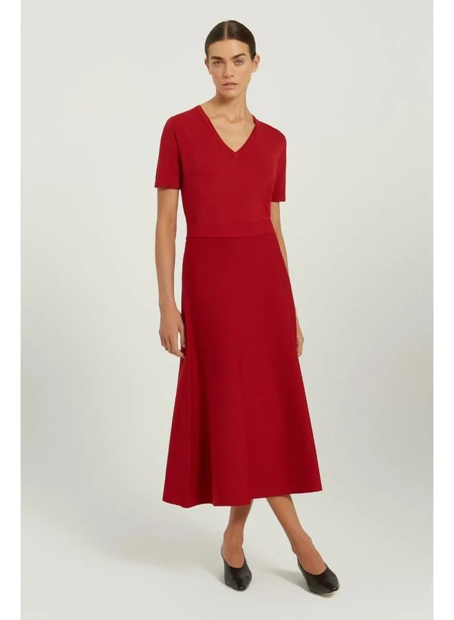 Mısırlı 1951 Burgundy A-Line Midi Skirt.