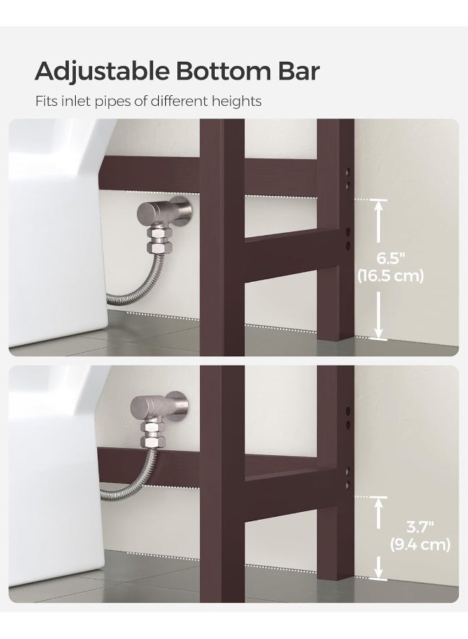 سونمجز منظم أغراض فوق المرحاض من سونغ ميكس، 3 طبقات مع رف قابل للتعديل، 10.2 × 24.8 × 66.9 بوصة، موفر للمساحة، بني - Image 5