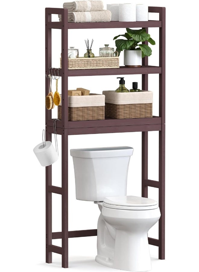 سونمجز منظم أغراض فوق المرحاض من سونغ ميكس، 3 طبقات مع رف قابل للتعديل، 10.2 × 24.8 × 66.9 بوصة، موفر للمساحة، بني - Image 1