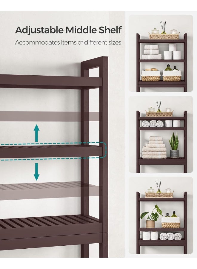 سونمجز منظم أغراض فوق المرحاض من سونغ ميكس، 3 طبقات مع رف قابل للتعديل، 10.2 × 24.8 × 66.9 بوصة، موفر للمساحة، بني - Image 4