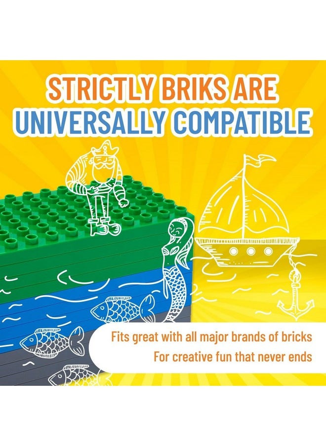 Strictly Briks Strictly Briks Compatible with Lego Duplo 12 Pack Large Building Blocks Baseplates, Big Bricks Stackable Plates 7.5 x 3.75 in for Toddlers Kids, Bigger Size Bricks, Blue, Green & Gray  - Image 4