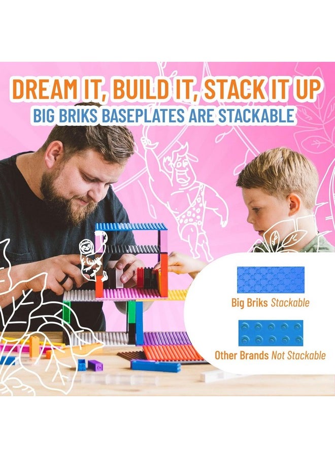 Strictly Briks Strictly Briks Compatible with Lego Duplo 12 Pack Large Building Blocks Baseplates, Big Bricks Stackable Plates 7.5 x 3.75 in for Toddlers Kids, Bigger Size Bricks, Blue, Green & Gray  - Image 5