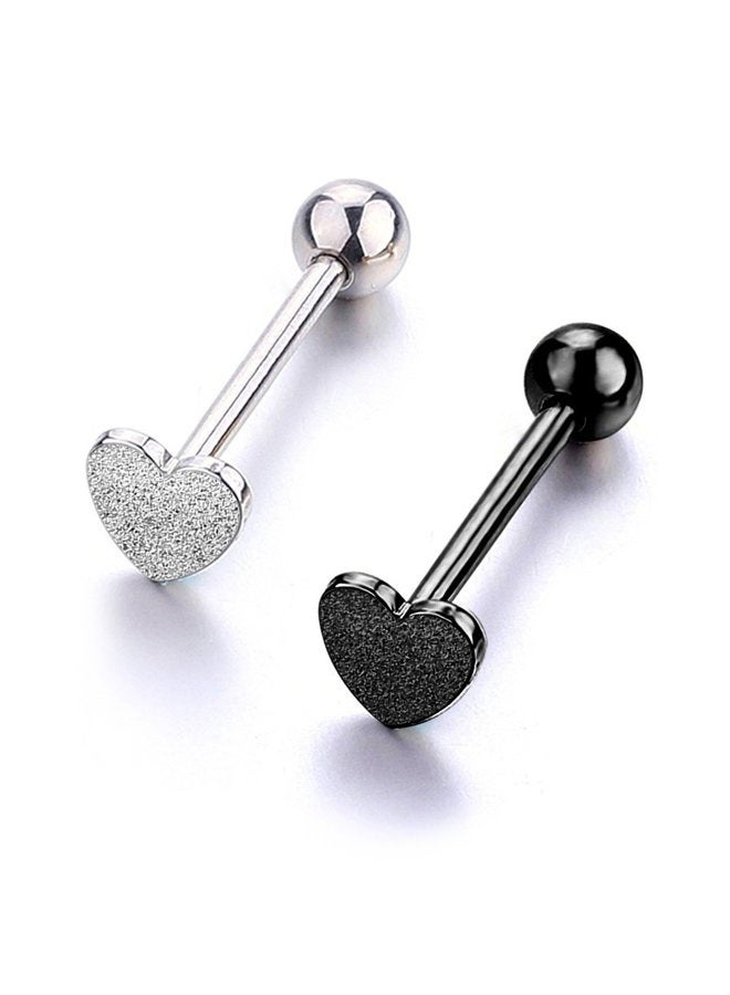 JFORYOU 14G Stainless Steel Tongue Rings Straight Barbells Heart Shape Rose Shape Tongue Piercing Jewelry, Metal - Image 1