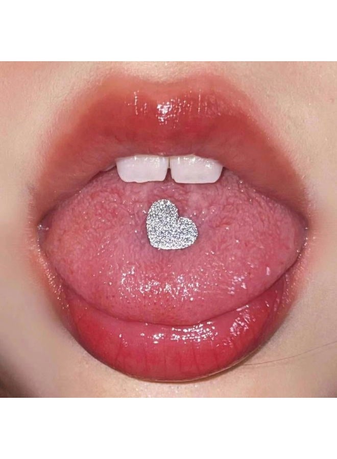 JFORYOU 14G Stainless Steel Tongue Rings Straight Barbells Heart Shape Rose Shape Tongue Piercing Jewelry, Metal - Image 2