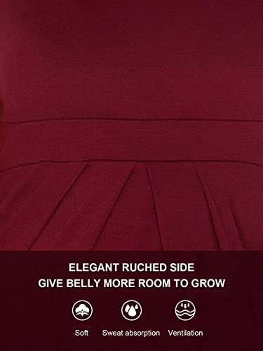 Glampunch Women's Maternity Tops Short & 3/4 Sleeve Round Neck Front Pleat Peplum Tunic Top Pregnancy Shirts - Image 3