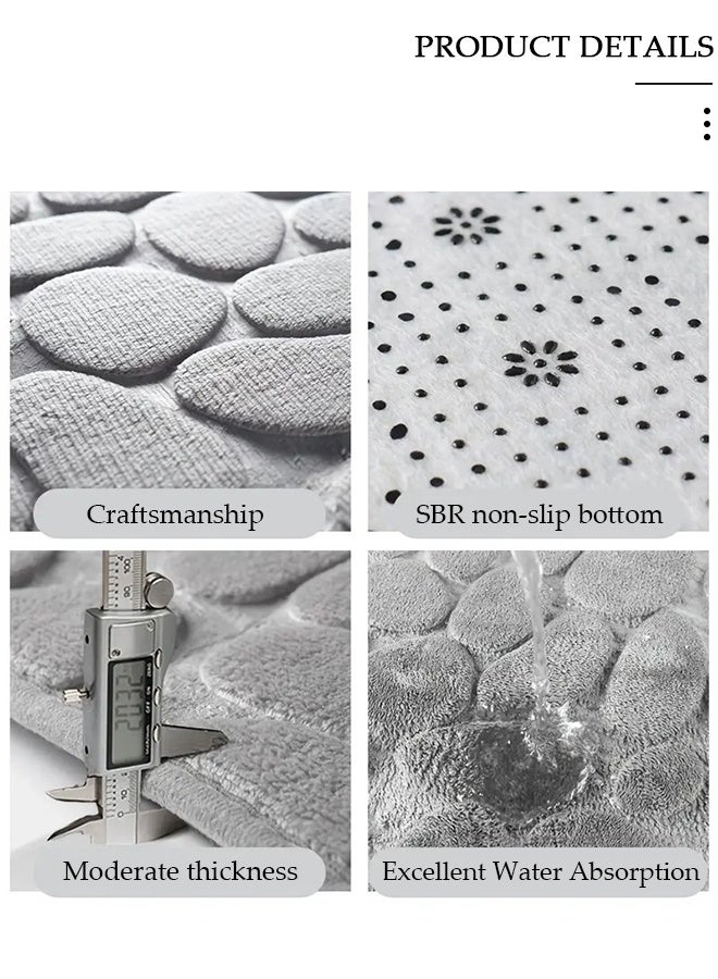 DUNISO 3 Piece Bathroom Rug Set Includes Bath Rug, Contour Mat, Super Soft Water Absorbent & Non-Slip Bath Mats for Bathroom Floor, Tub and Shower Room, Machine Washable - Image 3