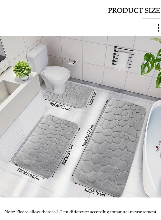 DUNISO 3 Piece Bathroom Rug Set Includes Bath Rug, Contour Mat, Super Soft Water Absorbent & Non-Slip Bath Mats for Bathroom Floor, Tub and Shower Room, Machine Washable - Image 4