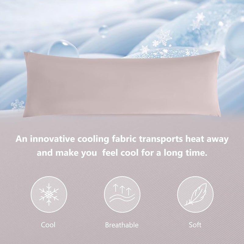 DOWNCOOL Large Body Pillow Insert with Cooling Cover - Soft Long Bed Pillow for Summer - Breathable Full Body Pillow for Adults - 20x54 inch (Pink, with Cover) - Image 5
