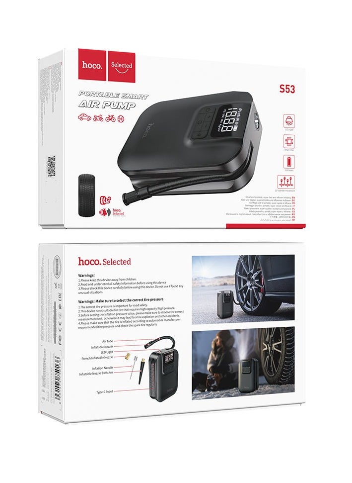 hoco. Smart air pump S53 Breeze S53 Breeze, smart portable air pump, 5000mAh, 3.5 bar air pressure, four working modes.  - Image 5