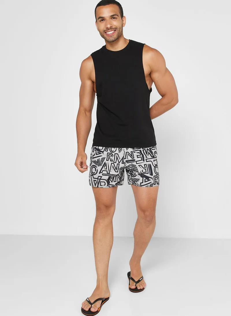 EMPORIO ARMANI Logo Print Swim Shorts