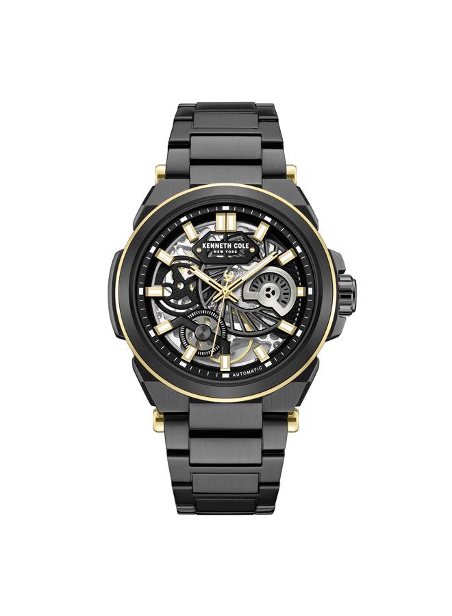 كينيث كول نيو يورك ساعة رجالية أوتوماتيكية مينا سوداء وسوار ستانلس ستيل أسود ٤٢ مم - Image 1
