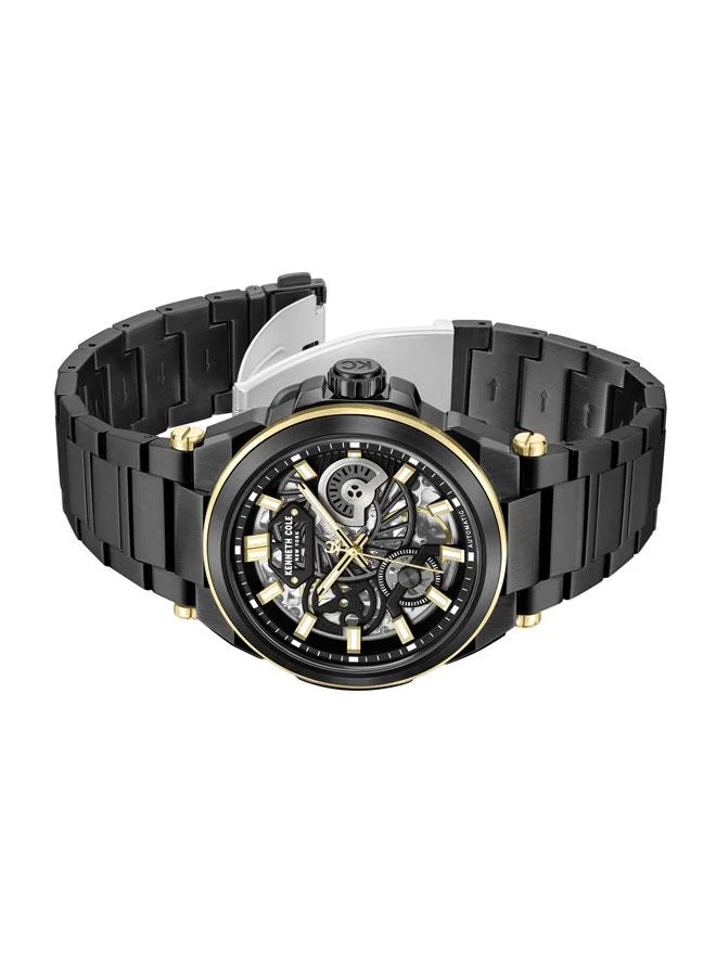 كينيث كول نيو يورك ساعة رجالية أوتوماتيكية مينا سوداء وسوار ستانلس ستيل أسود ٤٢ مم