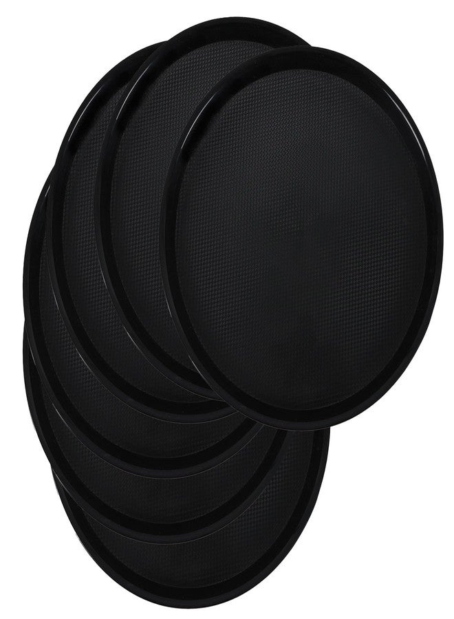 Qqbine 6 Packs 13.58-Inch Round Restaurant Serving Tray, Plastic Food Trays, Black - Image 1