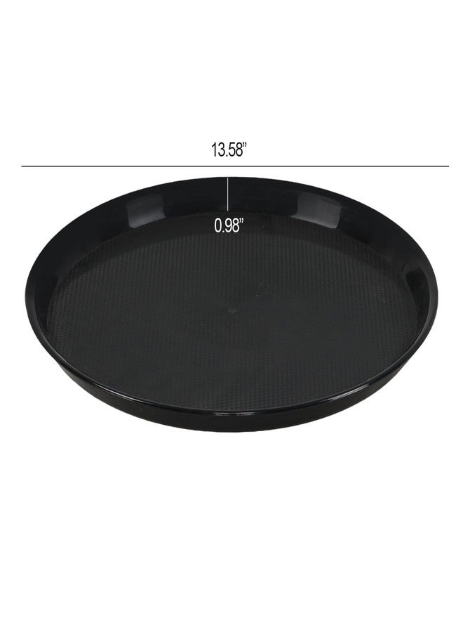 Qqbine 6 Packs 13.58-Inch Round Restaurant Serving Tray, Plastic Food Trays, Black - Image 2