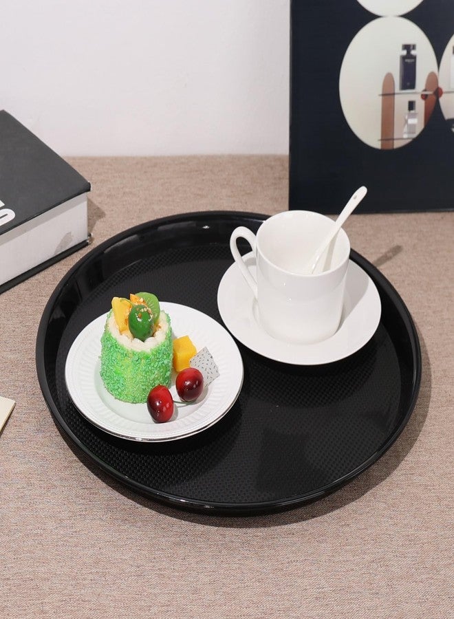 Qqbine 6 Packs 13.58-Inch Round Restaurant Serving Tray, Plastic Food Trays, Black - Image 4
