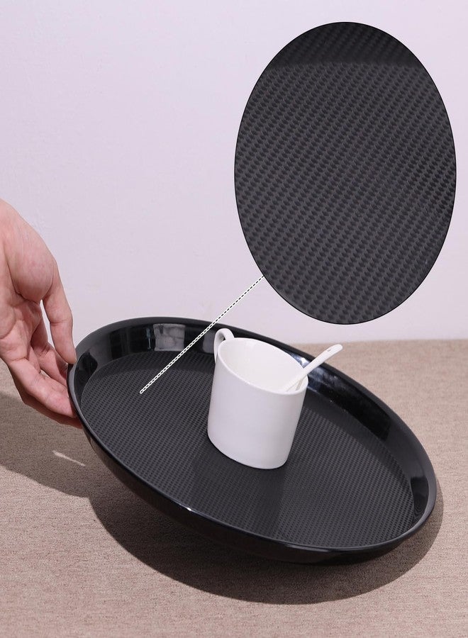 Qqbine 6 Packs 13.58-Inch Round Restaurant Serving Tray, Plastic Food Trays, Black - Image 3
